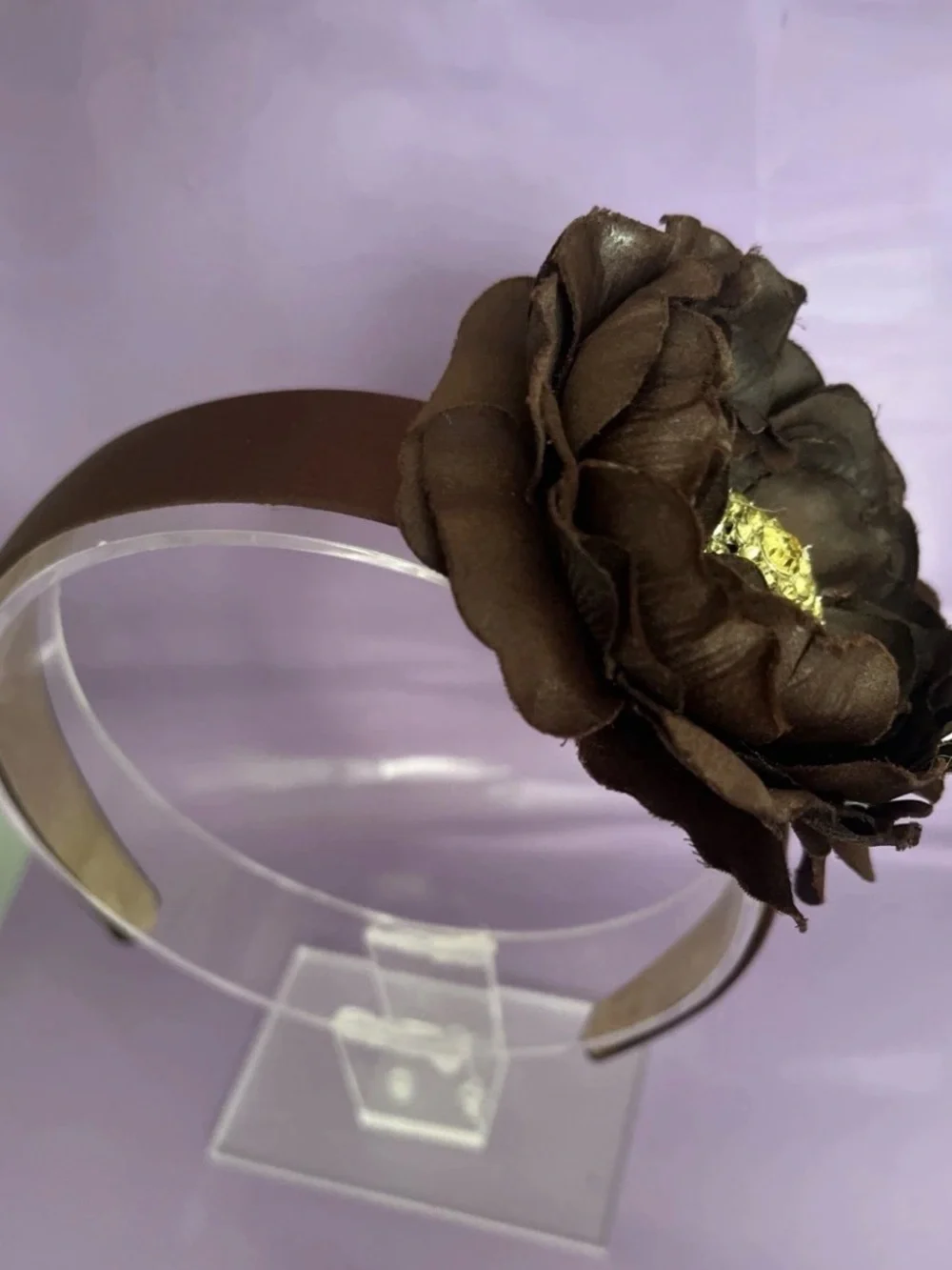 Brown Floral Crystal Accent Headband - Women Accessories - Picture 5 of 5